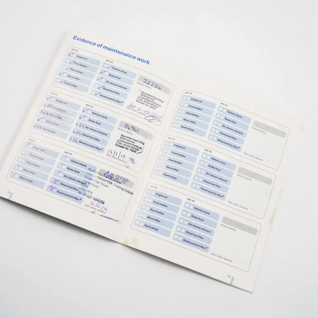 BMW 1 3 Series E87 E90 E91 Service Booklet 01410011972 0011972