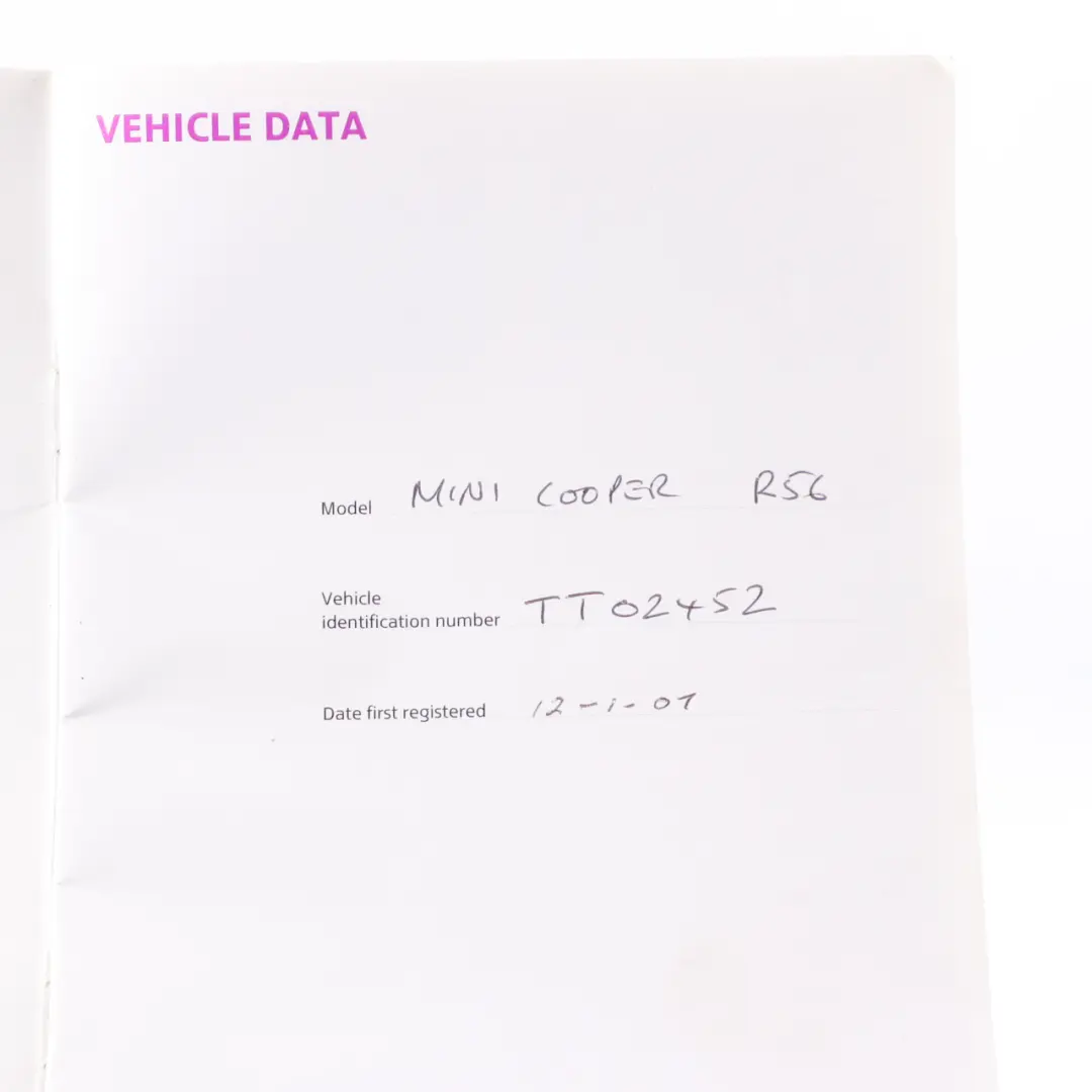 Mini R55 R56 Service Booklet Service Inspection Book 0012415