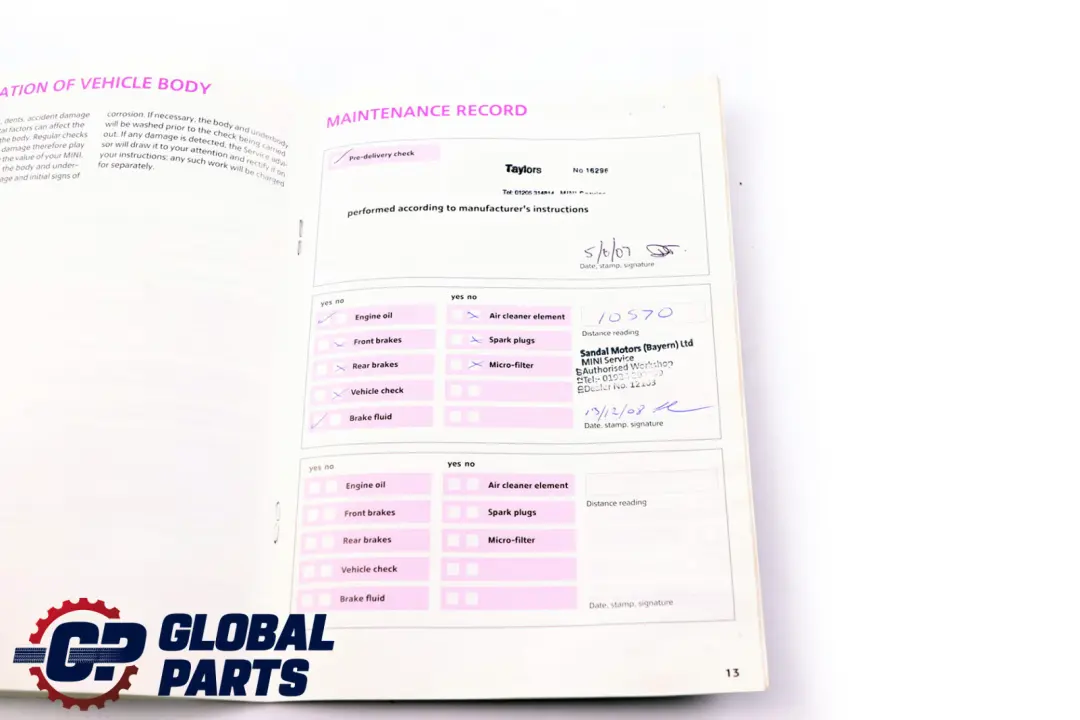 BMW Mini Cooper One R56 Service Booklet Owner's Handbook Pouch Case Wallet Set