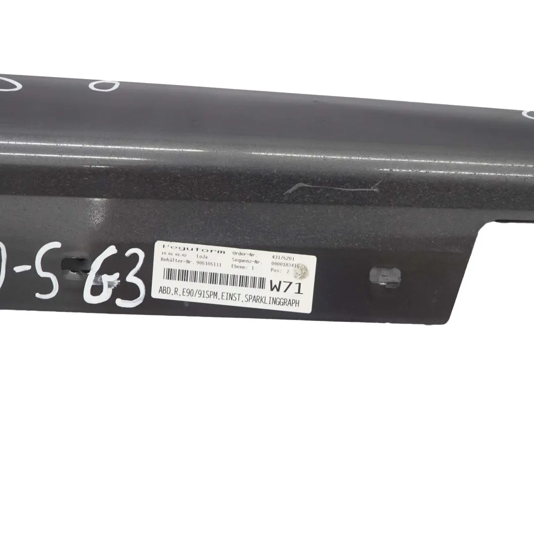 BMW E90 M Sport Sill Strip Side Skirt Right O/S Sparkling Graphite - A22