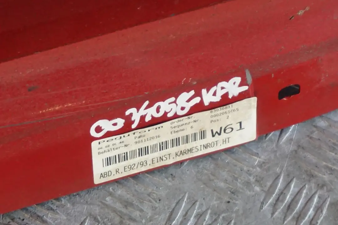 BMW 3 E92 E93 Sill Strip Side Skirt Right O/S Karmesinrot Crimson Red - A61