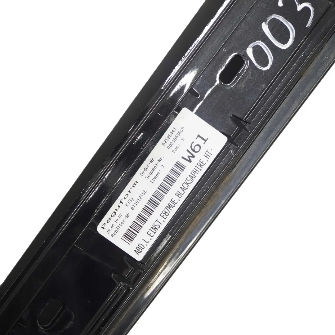 BMW E87 LCI Faldon lateral izquierdo Sill Strip Negro Zafiro Metalico - 475