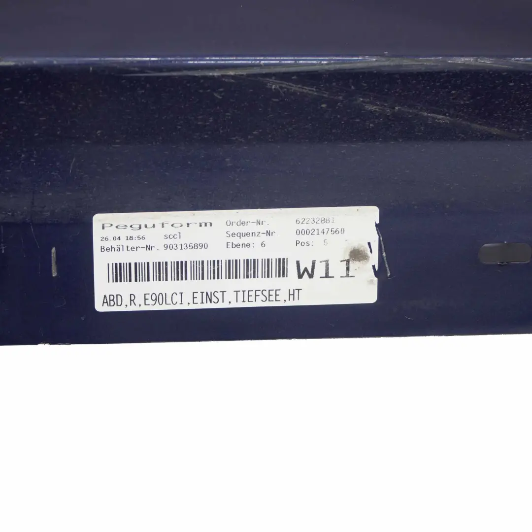 BMW E90 LCI Side Skirt Sill Strip Right O/S Tiefseeblau Deep Sea Blue - A76