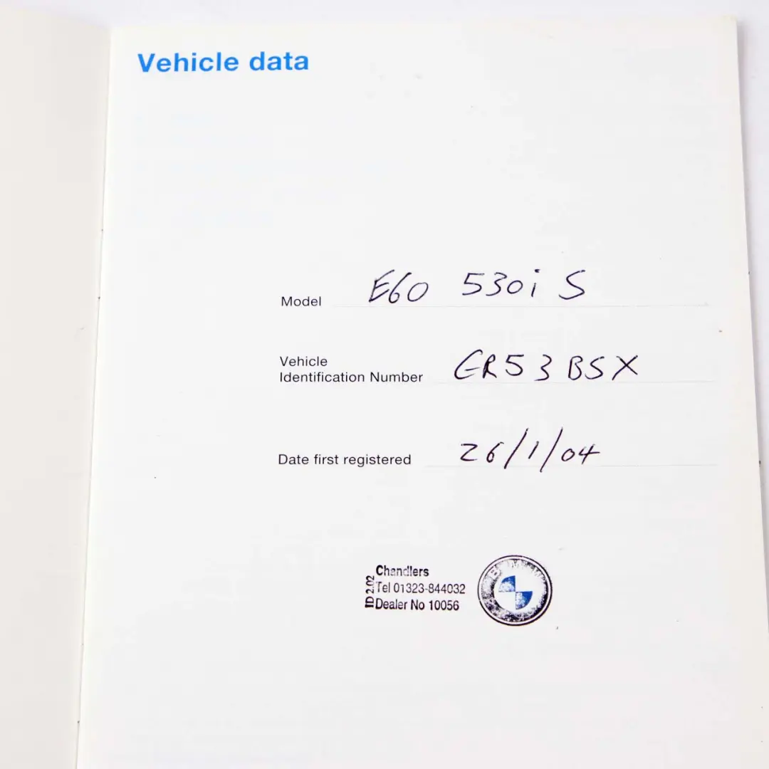 BMW 5 Series E60 Owner's Service Handbook Case Pouch Wallet 0157651