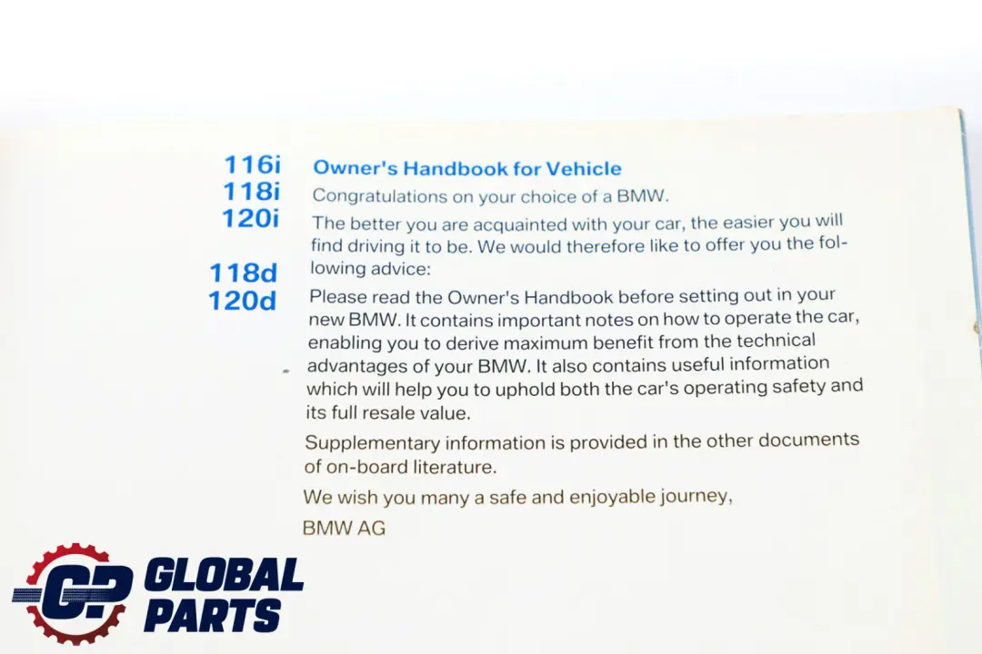 BMW 1 Series 4 E87 Owner's Handbook Book Instructions 0158975