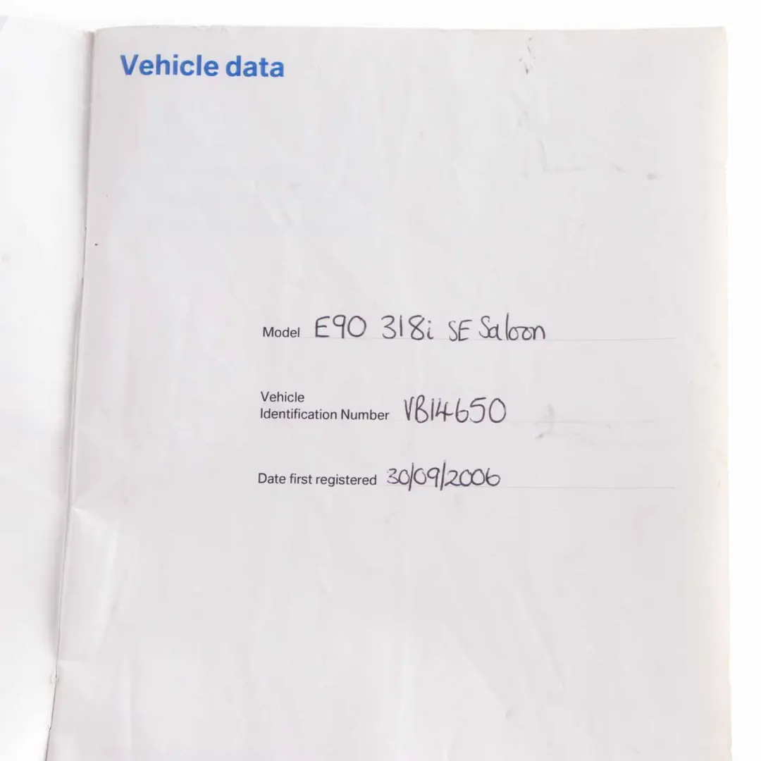 BMW E90 Service Booklet Owner's Handbook Set