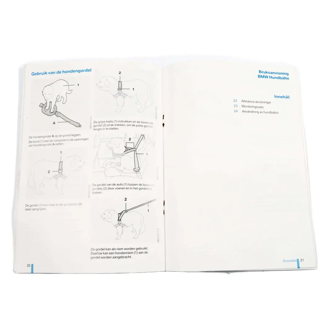 BMW E30 E32 E34 E36 Dog Harness Guard Bag Instruction Book 0416253 