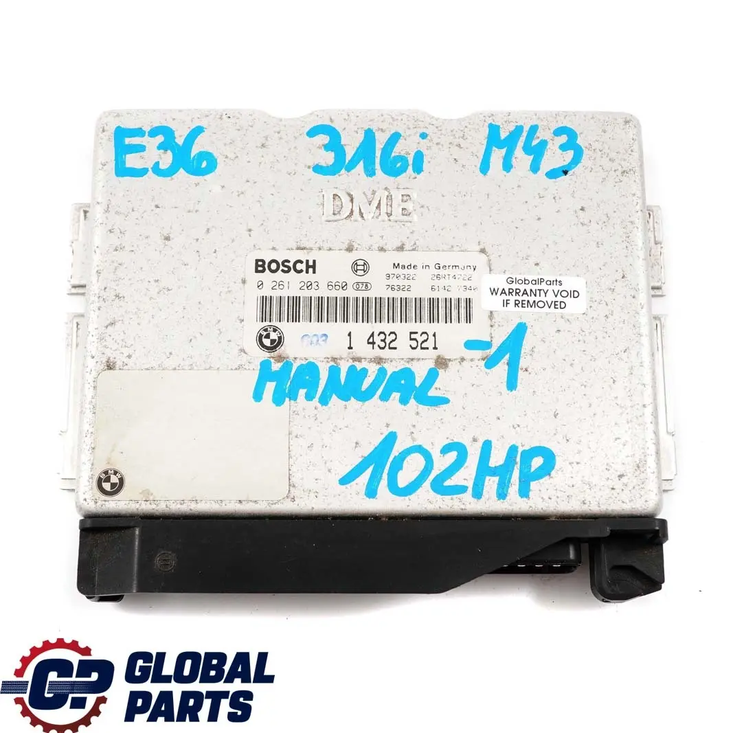 BMW E36 316i Engine M43 102HP ECU Kit DME 1432521 + EWS II + Key Manual