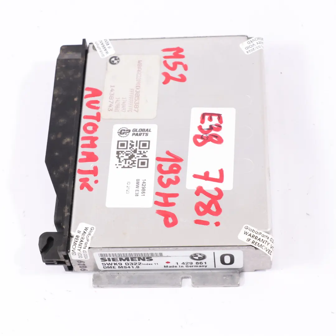 BMW E38 728i M52 193HP Unidad de Control Motor Módulo ECU 1429861 Automático