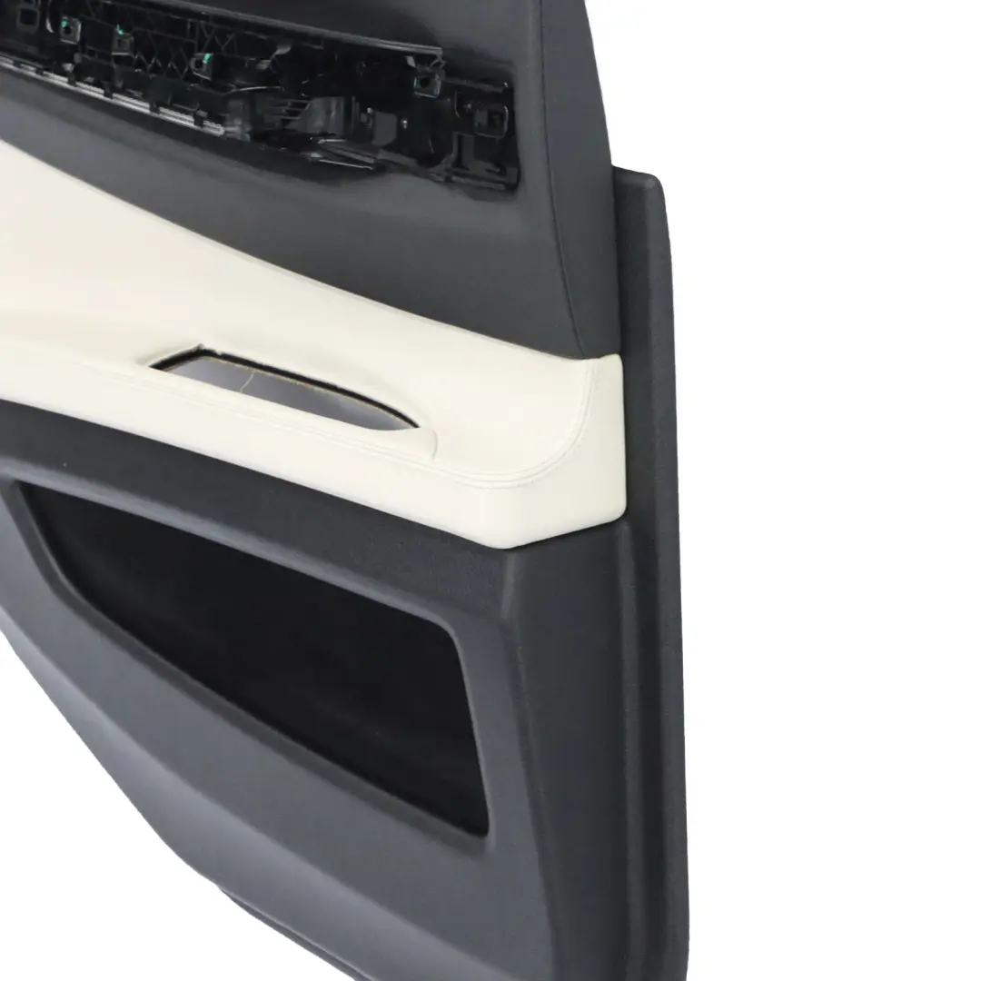 BMW F01 LCI Trasero Izquierdo Panel de Embellecedor de Puerta Cuero Blanco