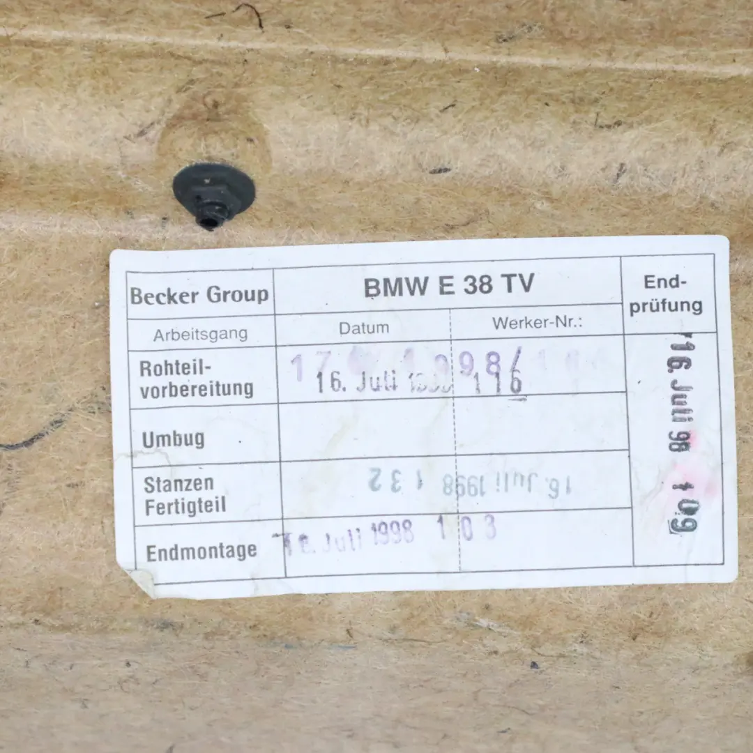 BMW E38 Tarjeta de Puerta Trasera Izquierda Forro Panel Tapa Cuero Negro