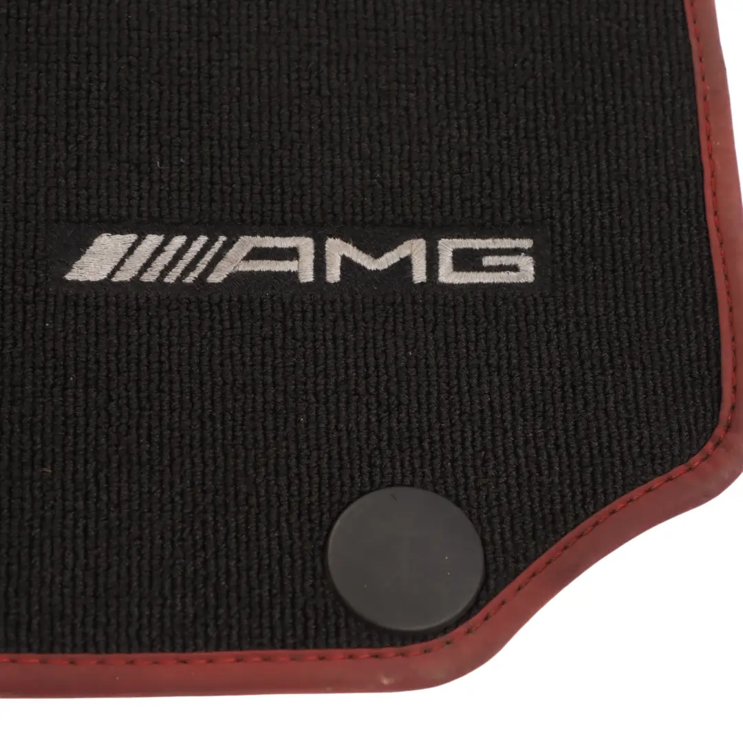 Mercedes C204 C207 Floor Mats AMG Interior Front Rear Cover Black Red Border Set