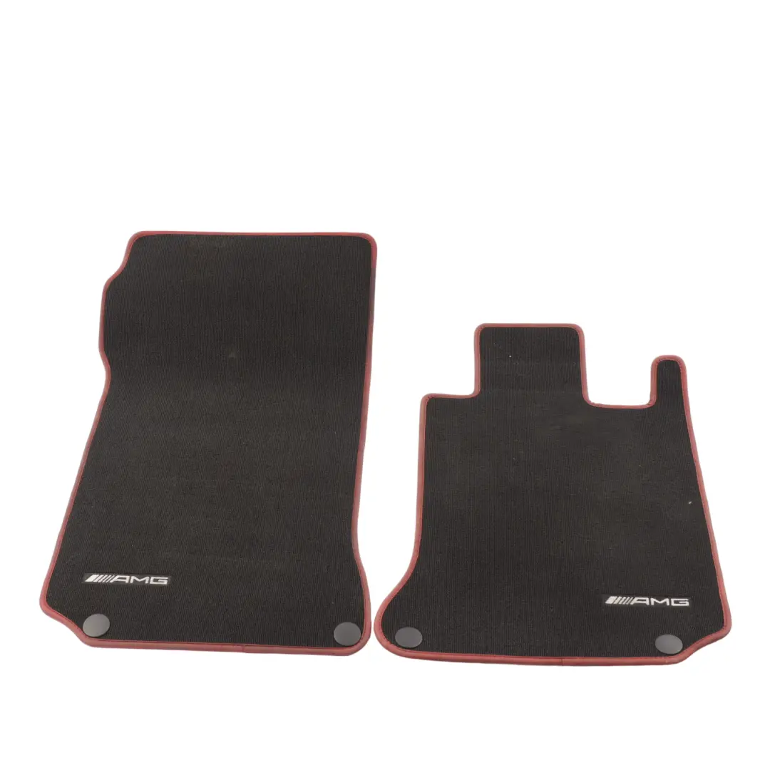 Mercedes C204 C207 Floor Mats AMG Interior Front Rear Cover Black Red Border Set