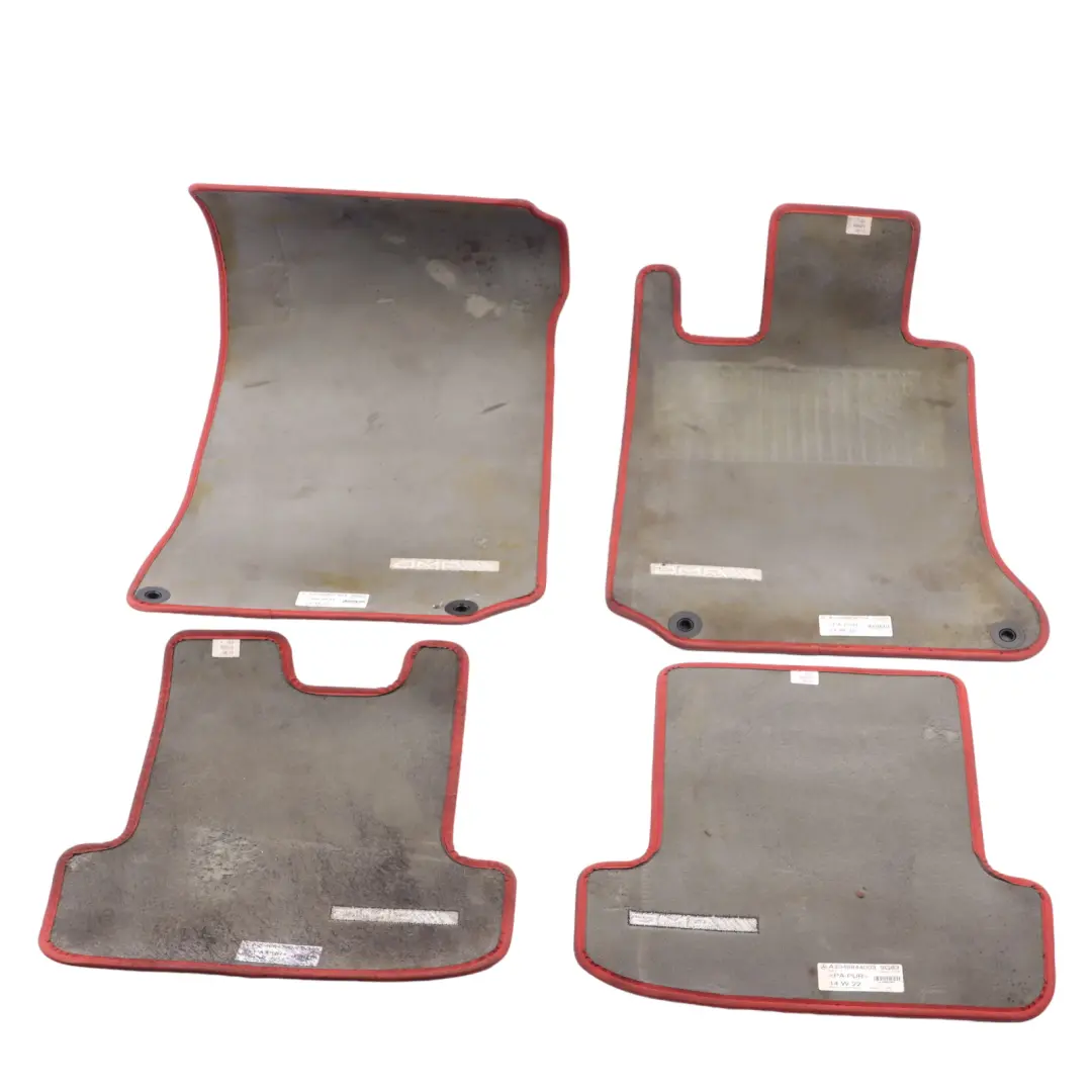 Mercedes C204 C207 Floor Mats AMG Interior Front Rear Cover Black Red Border Set