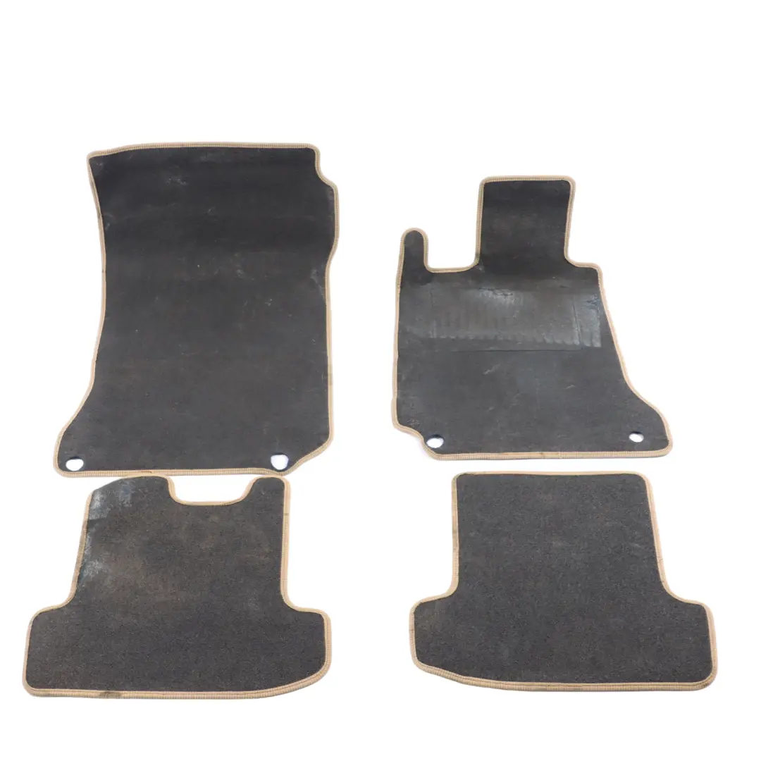 Mercedes C204 C207 Floor Mats Interior Front Rear Cover Black Beige Border Set