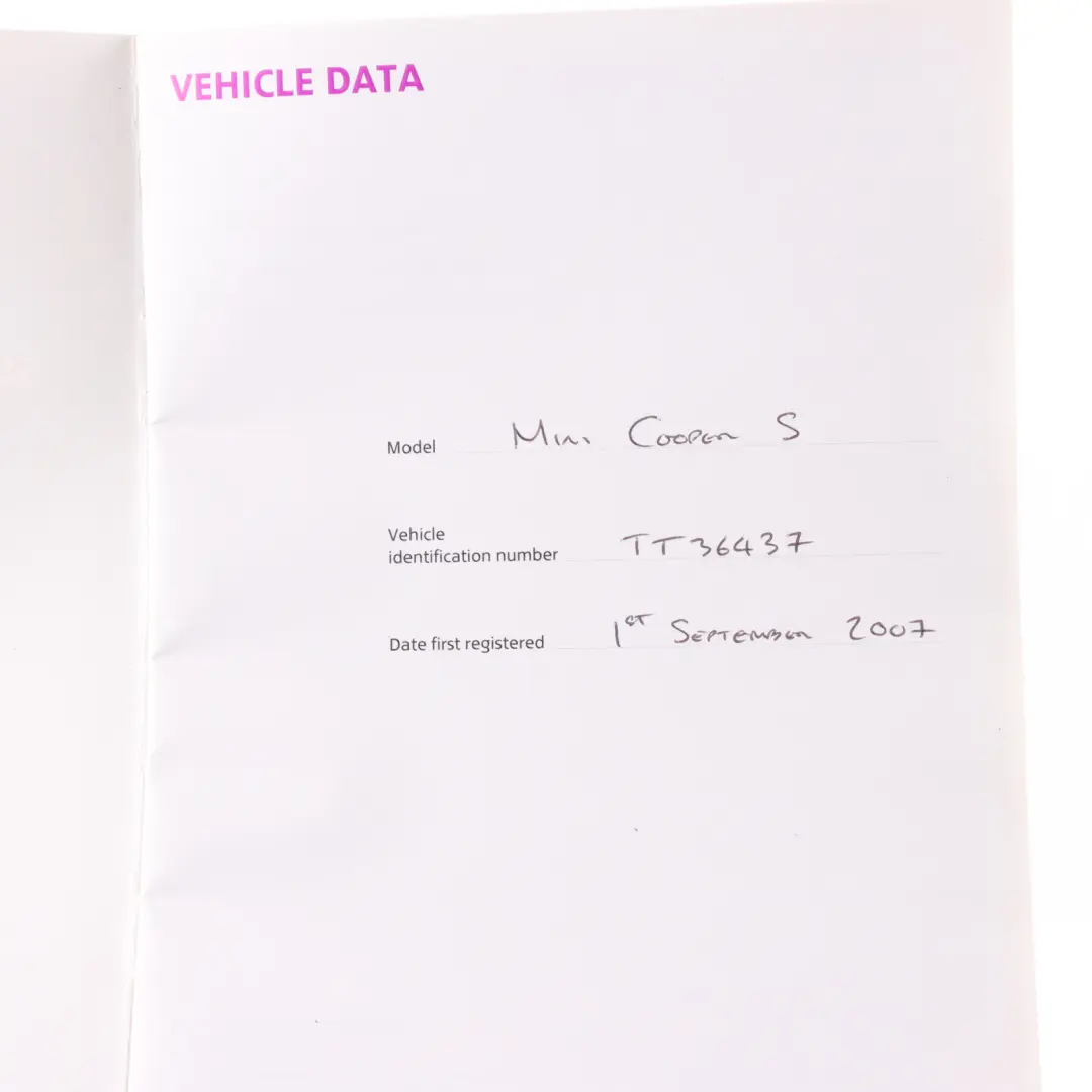 Mini Cooper 3 R56 R57 Service Booklet Owner's Handbook Book Set