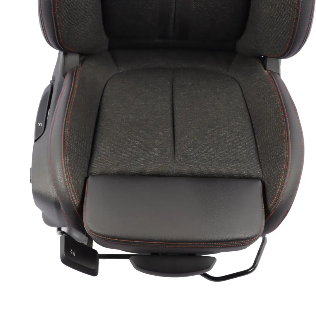 BMW F46 LCI Front Seat Sport Right O/S Fabric Leather Sensatec Black Orange