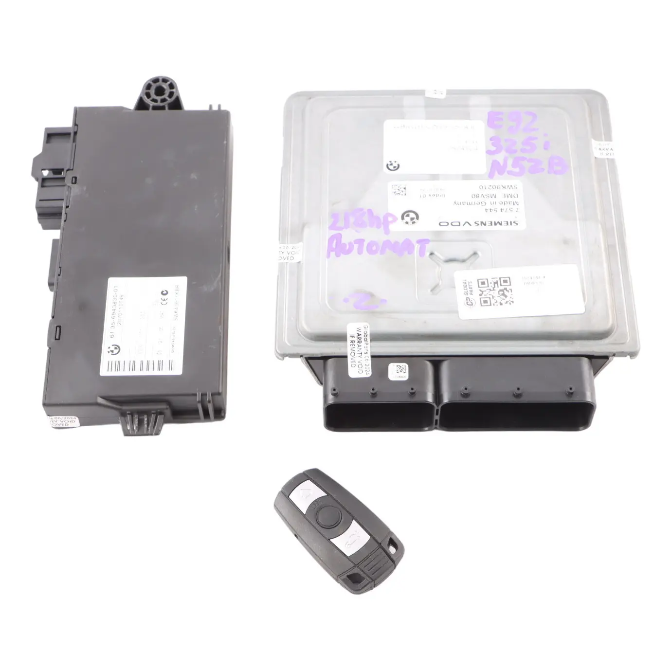 BMW E90 E91 E92 N52N 325i 218HP ECU Kit DME 7574544 CAS3 Key Automatic