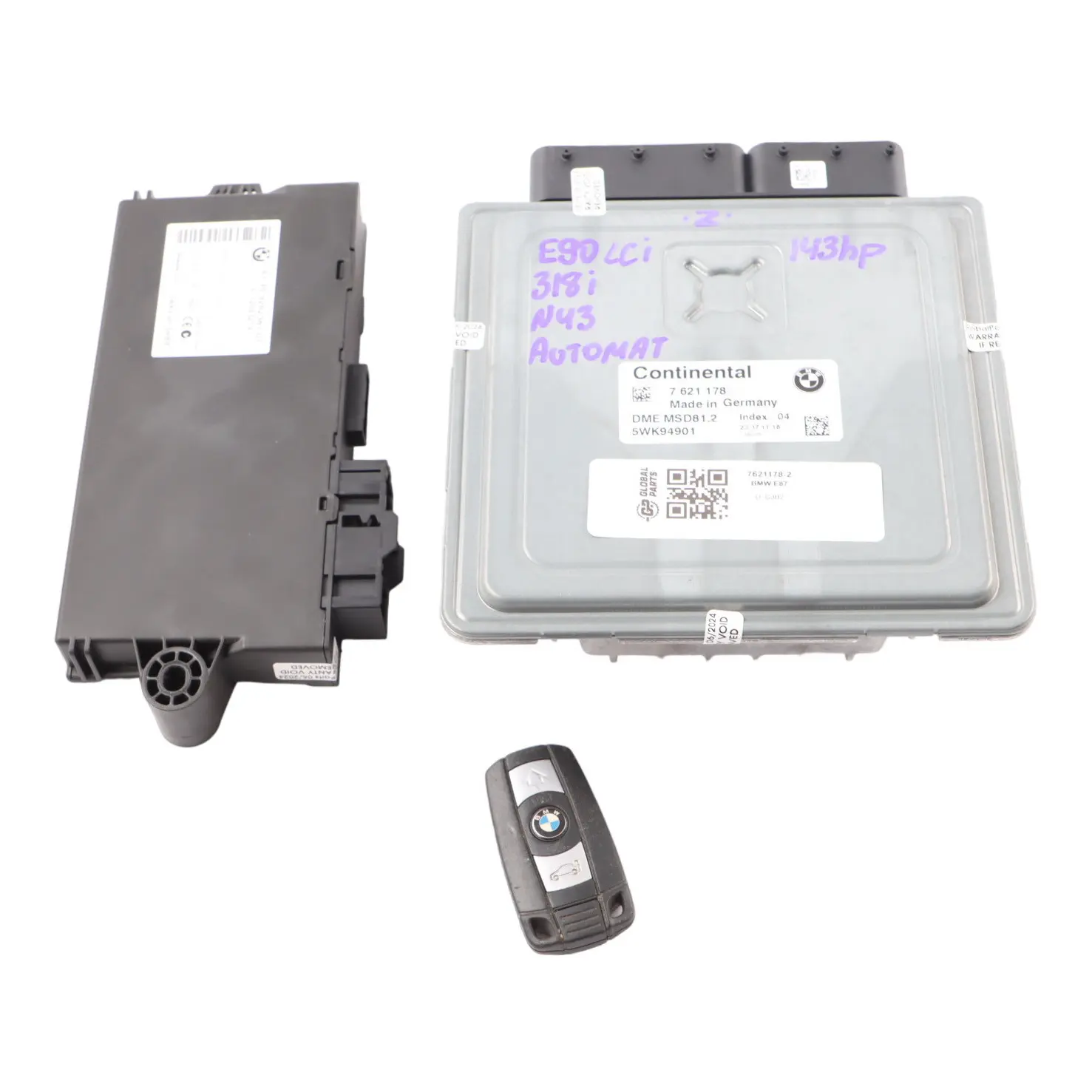 BMW Serie 1 E81 E87 LCI N43 118i 143HP ECU Kit DME 7621178 CAS3 Clave Automatic