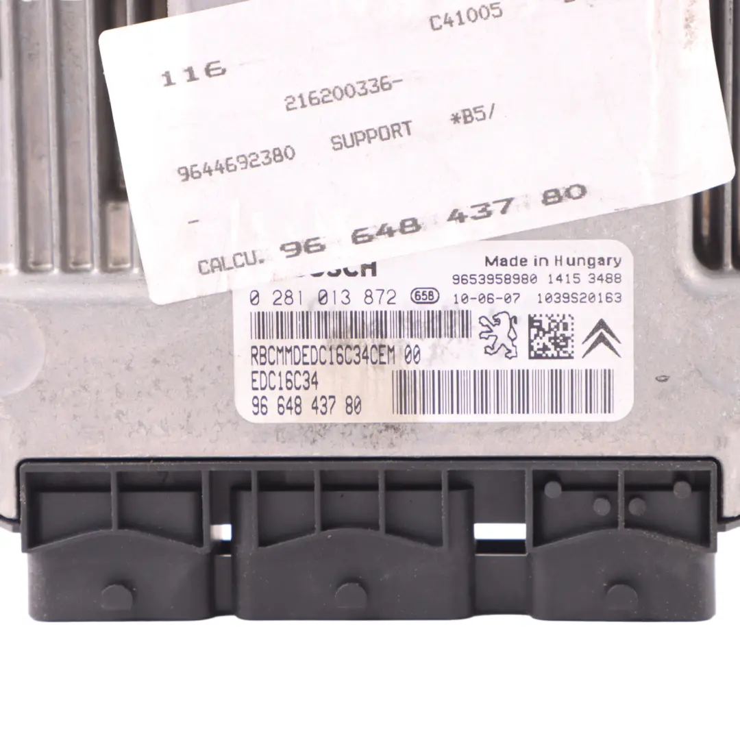 Citroen C4 Picasso 1.6 HDI 9HT Engine Control Unit ECU EDC 9664843780 Manual 