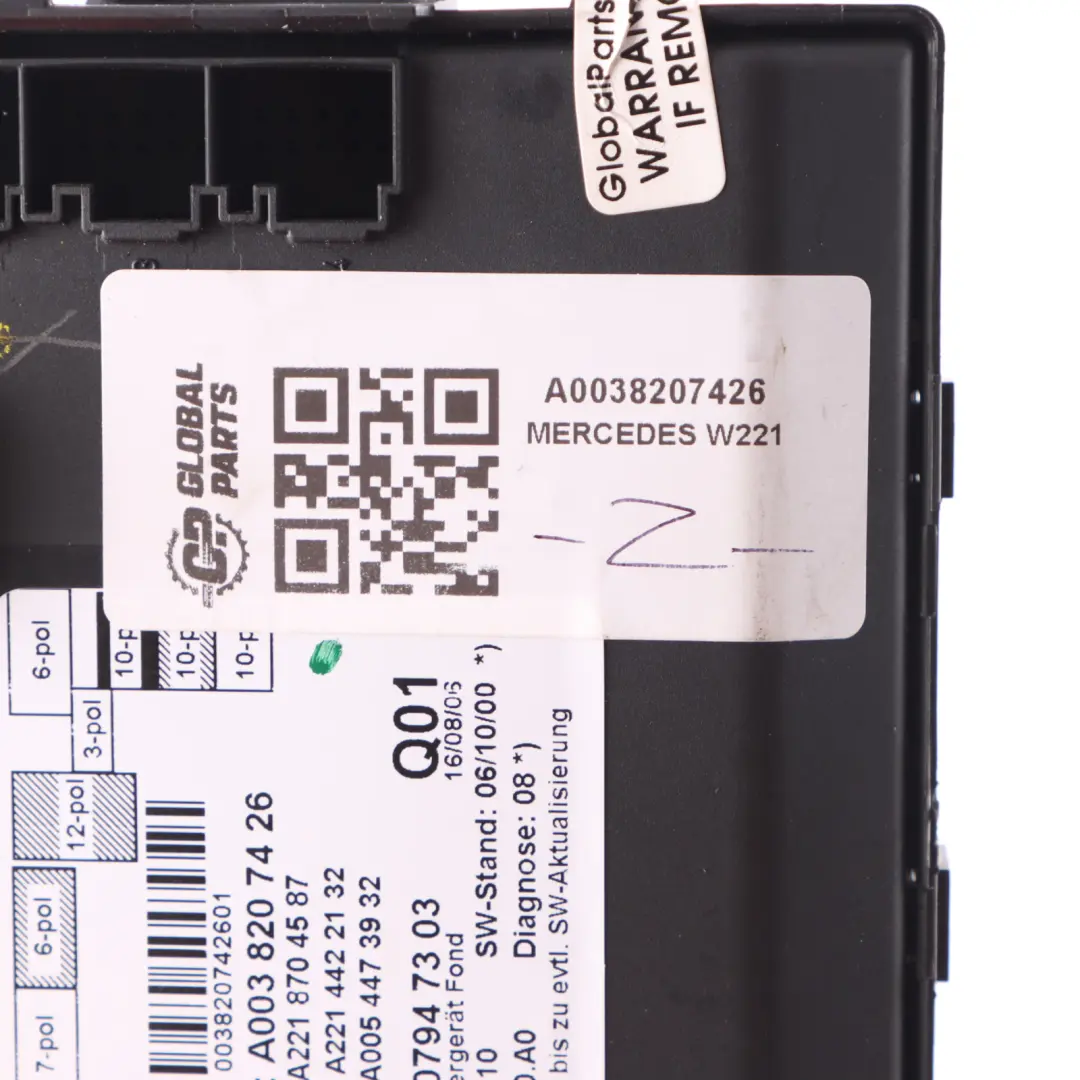 Door Module Mercedes W221 Rear Door Right O/S Control Module A0038207426