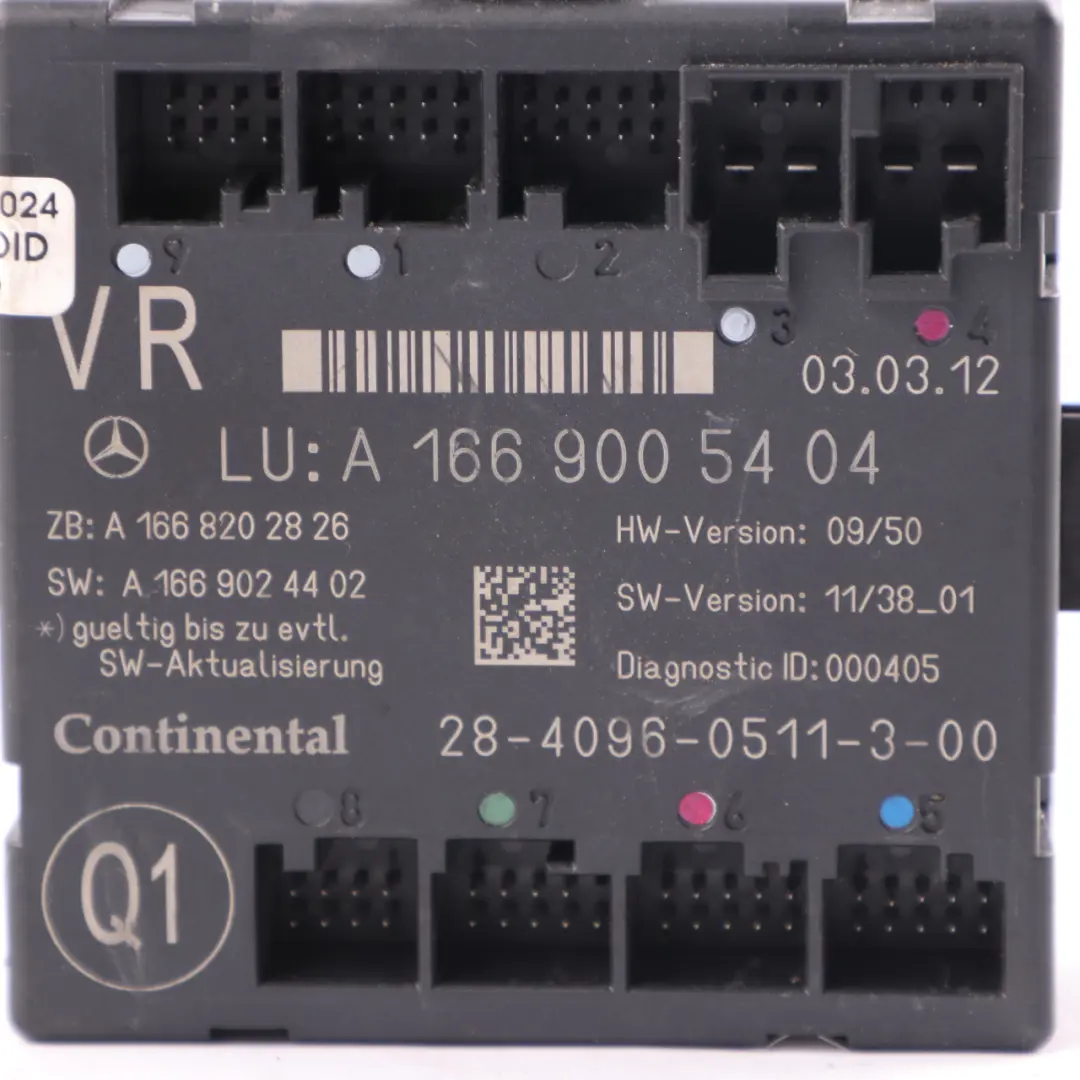 Mercedes W166 W246 Door Module Front Right O/S Control Unit ECU A1669005404