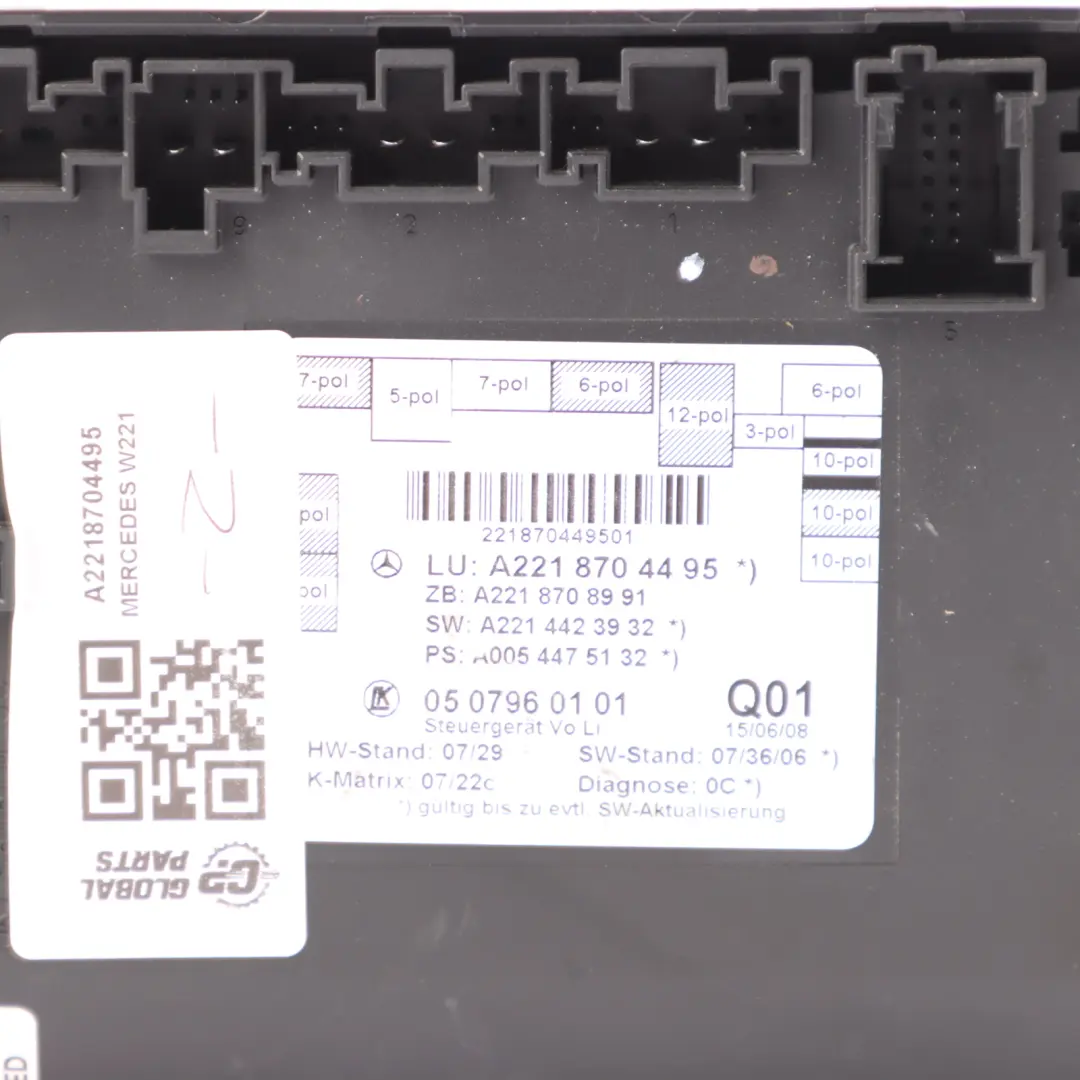 Door Module Mercedes W221 Front Door Left N/S Control Module A0038206326