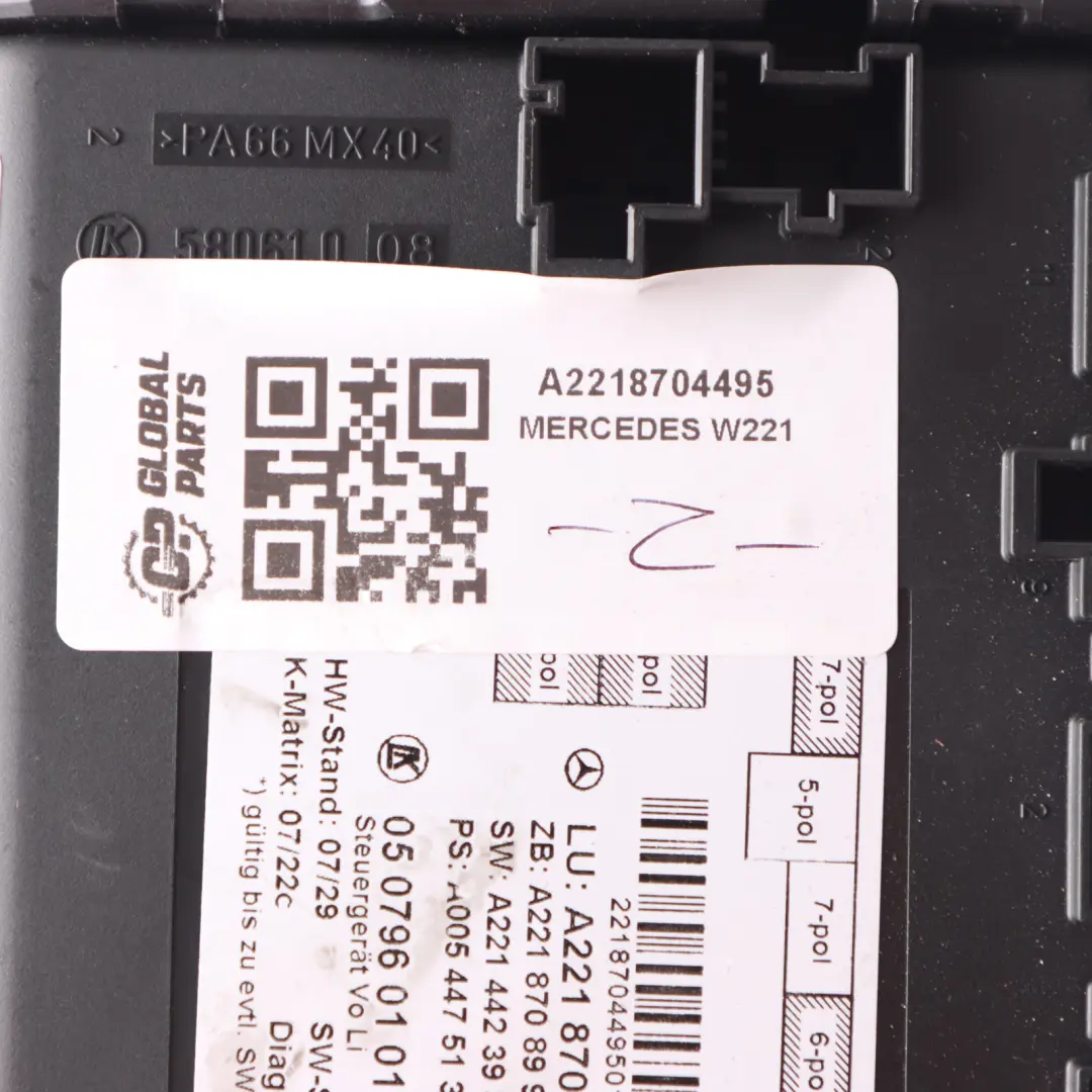 Door Module Mercedes W221 Front Door Left N/S Control Module A0038206326