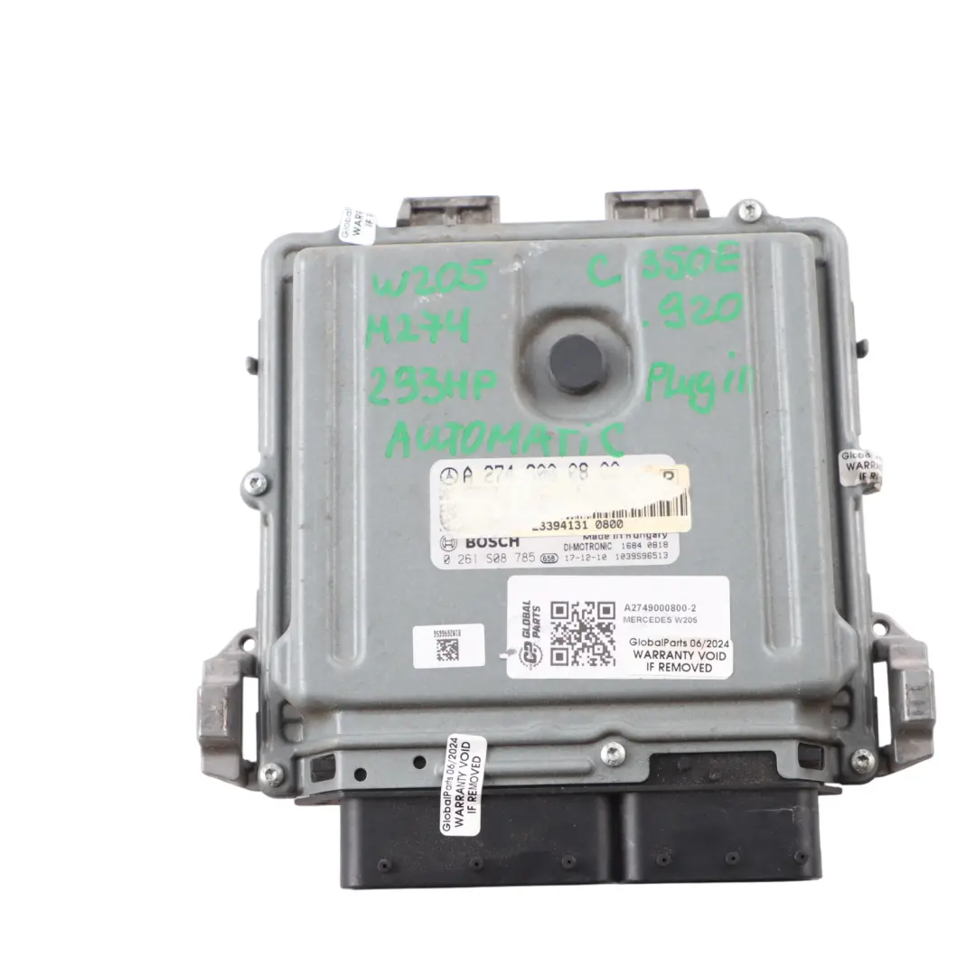Mercedes W205 C350 E 274.920 279HP Engine ECU Kit A2749000800 Key Lock Automatic