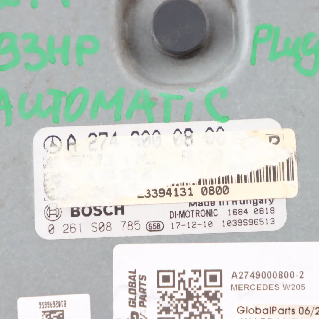 Mercedes W205 C350 E 274.920 279HP Engine ECU Kit A2749000800 Key Lock Automatic