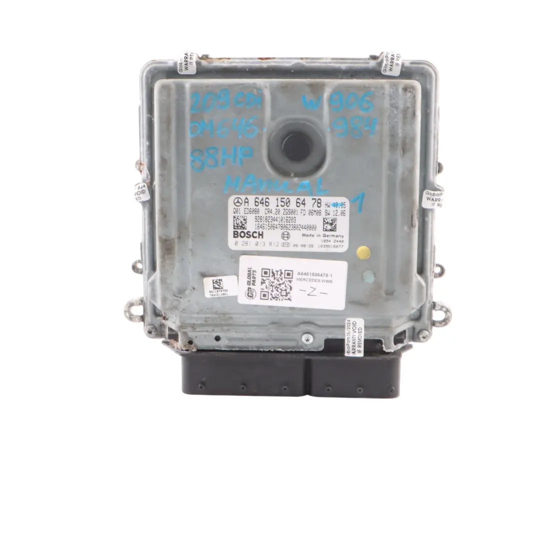 Mercedes W906 OM646.984 88HP Engine Control Unit Module ECU Kit A6461506478 Keys