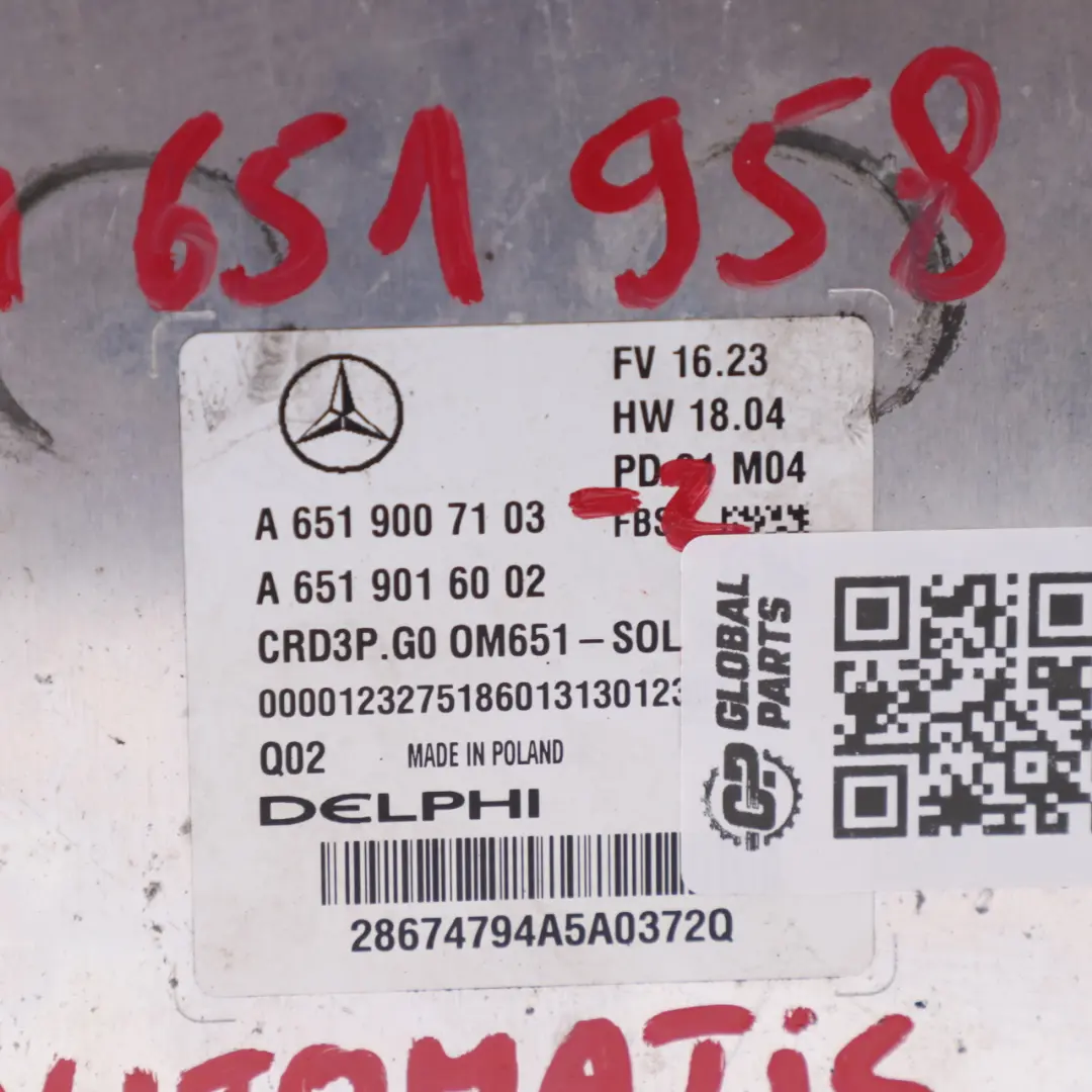 Mercedes W907 311 CDI 651.958 114HP Komputer Silnika ECU A6519007103