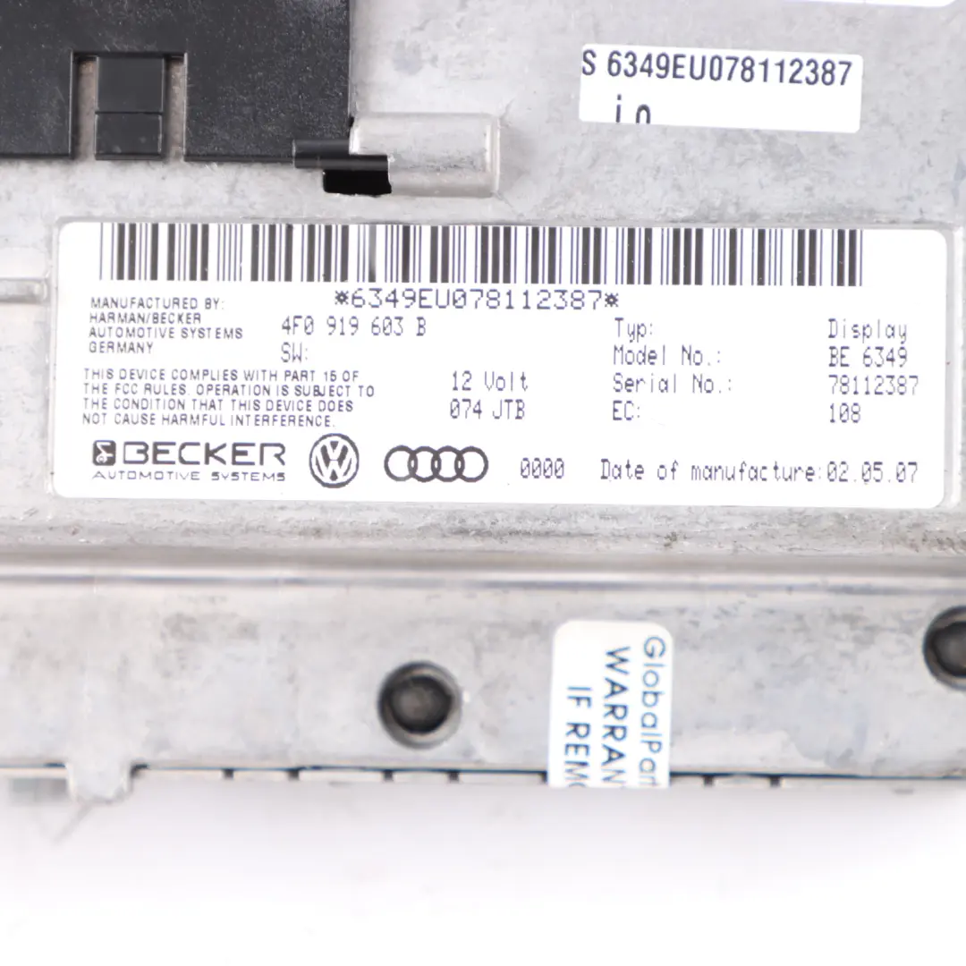 Audi A6 C6 Wyświetlacz Ekran Monitor 4F0919603B