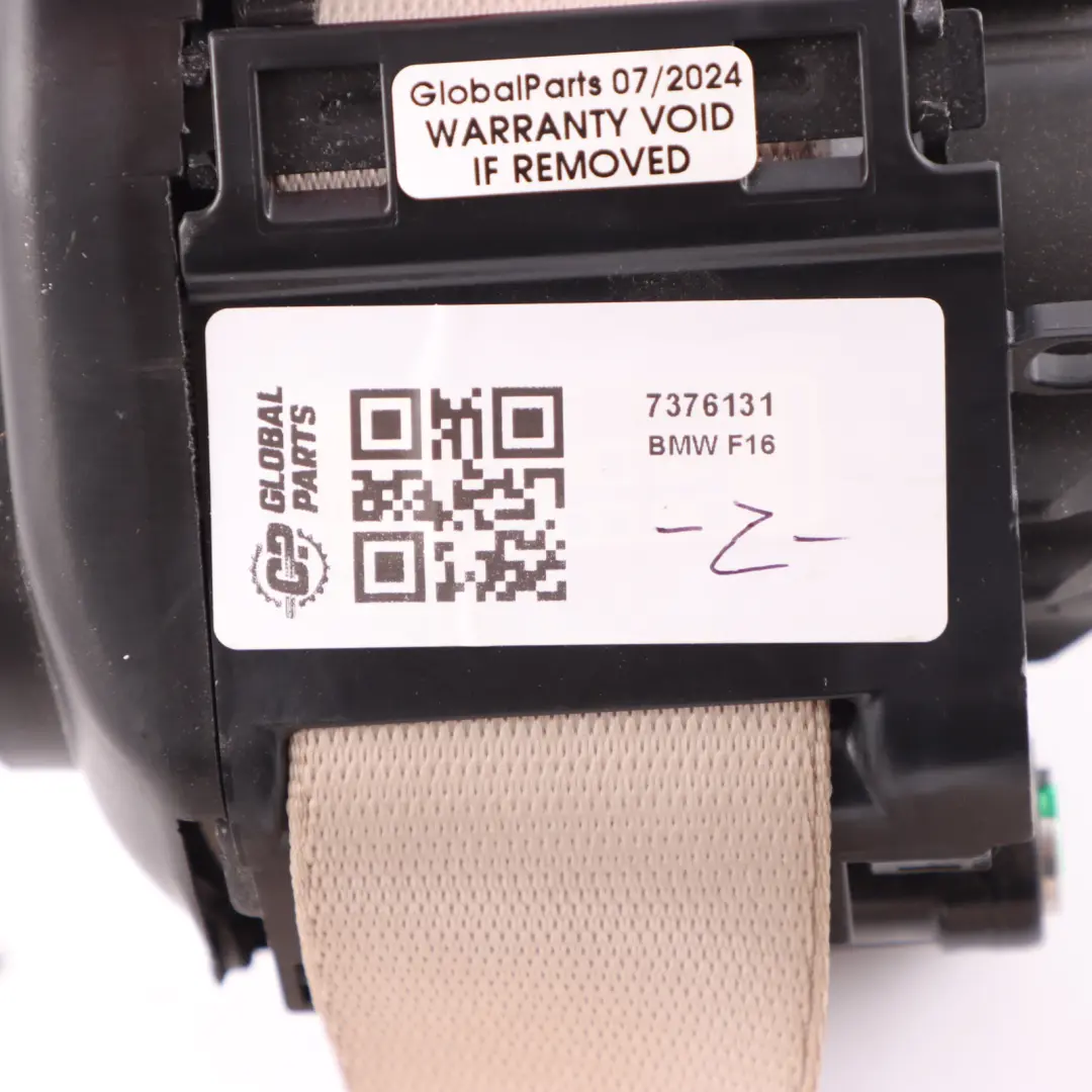 BMW X6 F16 Seat Belt Rear Left N/S Seatbelt Oyster 7376131