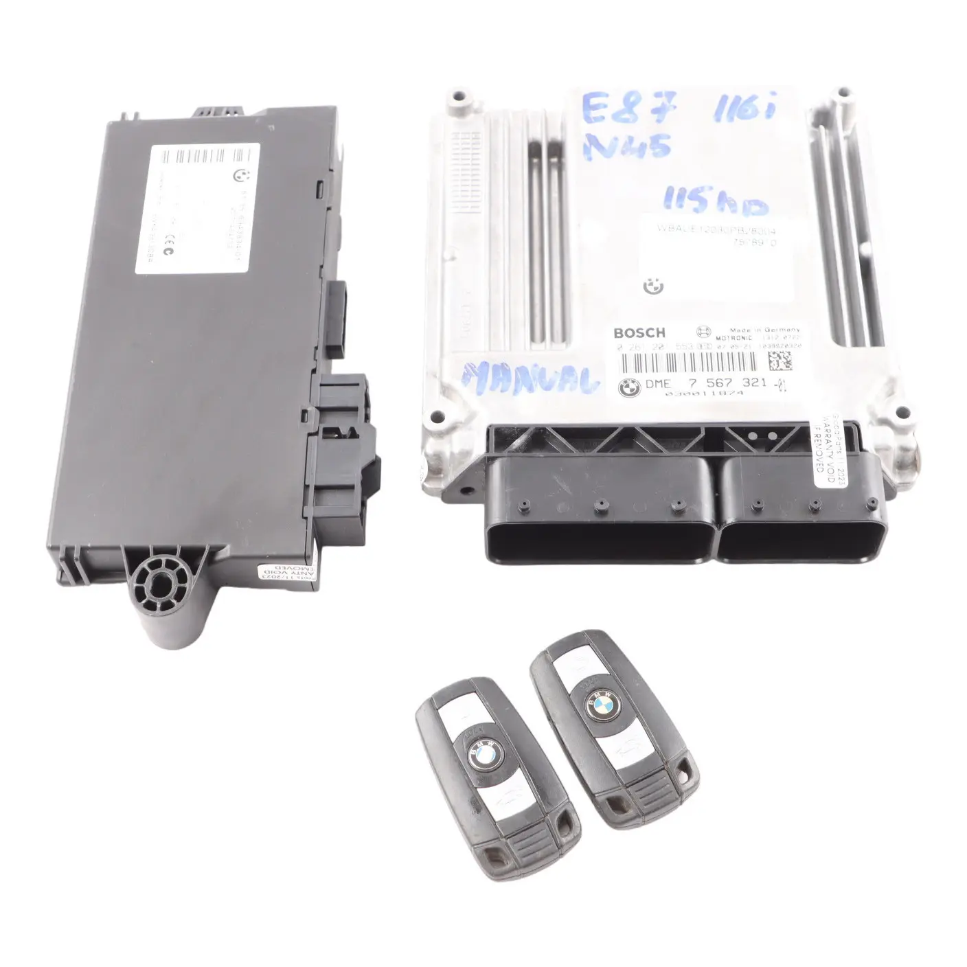 BMW E81 E87 LCI 116i 1.6 N45N 115HP Control Unit ECU Kit DME 7567321 CAS3 Keys