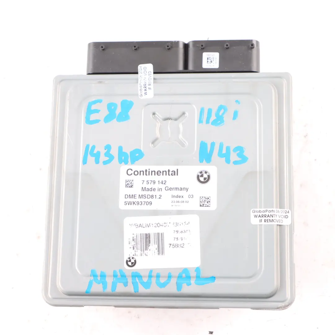 BMW E87 LCI E90 118i 318i N43 143HP ECU Kit DME 7579142 CAS3 Keys Manual