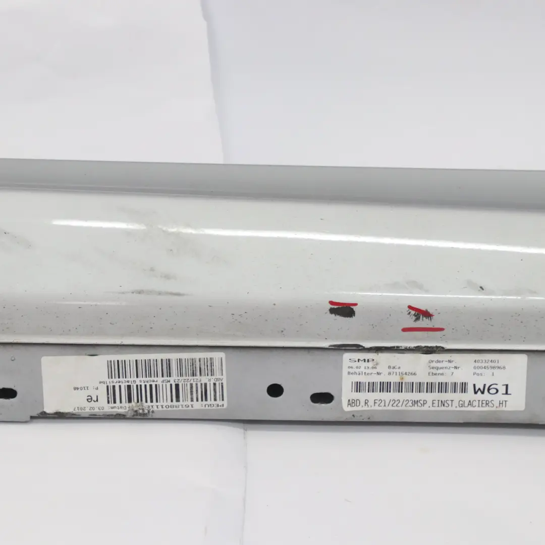 BMW F21 F22 M Sport Sill Strip Side Skirt Right O/S Glacier Silver Metallic A83