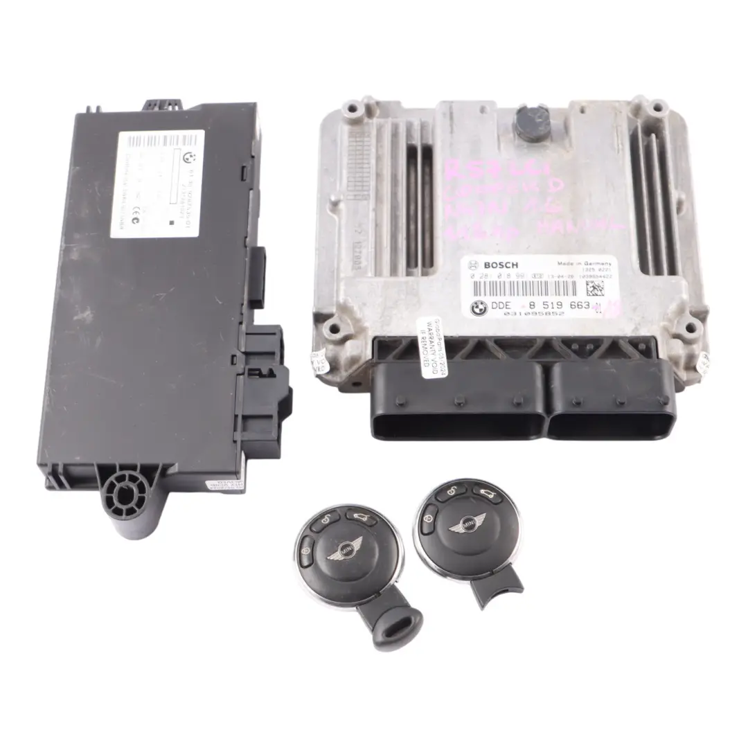 Mini Cooper D R55 R56 LCI N47N 1.6 112HP Diesel ECU CAS3 Klucz DDE 8519663 