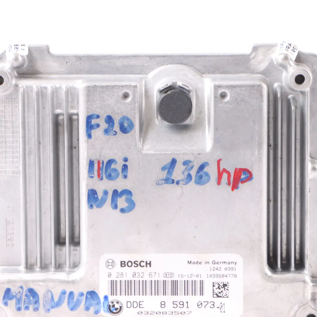 BMW F20 116i F30 316i 136HP N13 Engine ECU Unit DDE 8591073 Manual