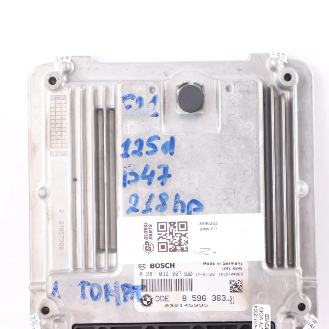 BMW F20 125d F30 325d LCI F32 425d B47 224HP Engine Control Unit ECU DDE 8596363