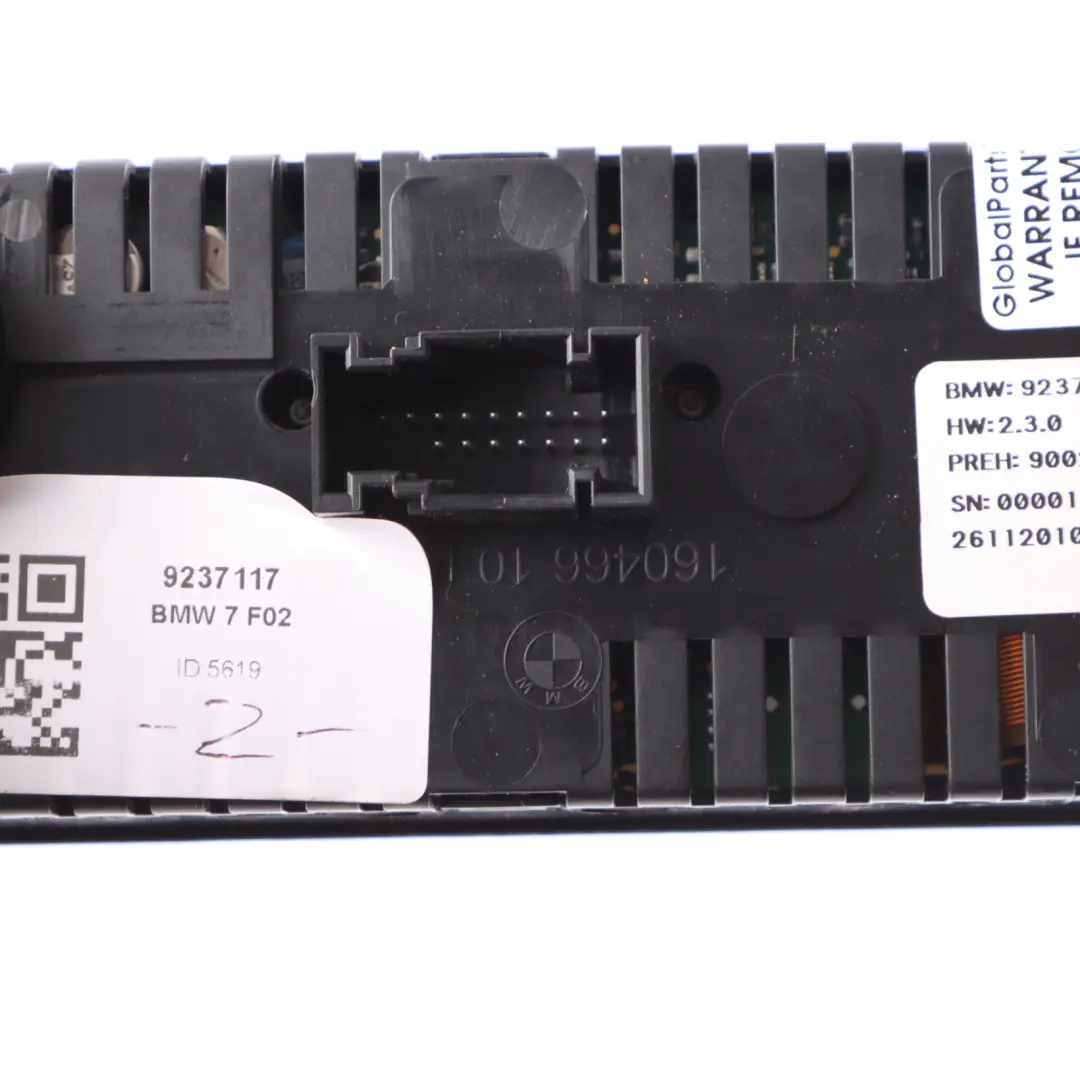BMW F02 Climate Control Rear Heater A/C Unit Switch Panel 9237117