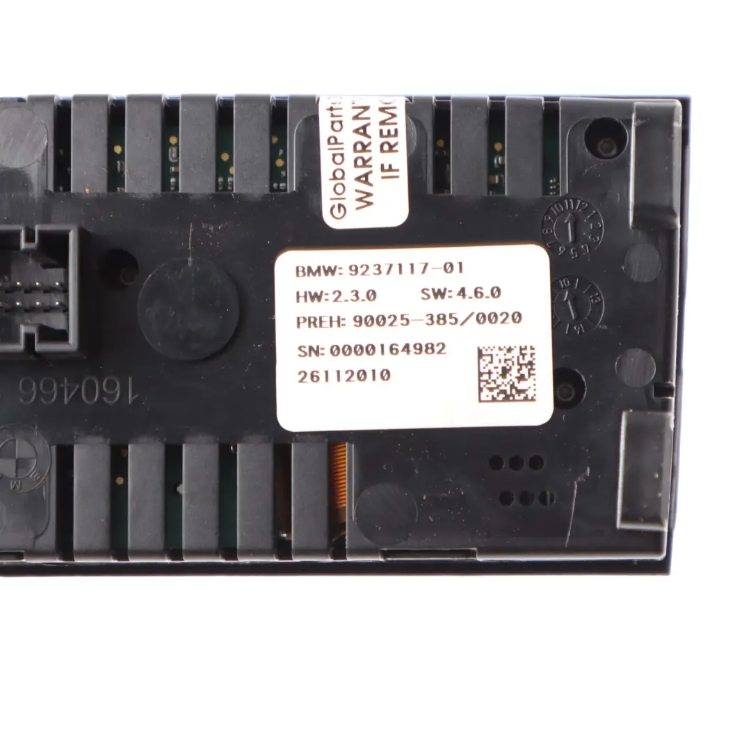 BMW F02 Climate Control Rear Heater A/C Unit Switch Panel 9237117