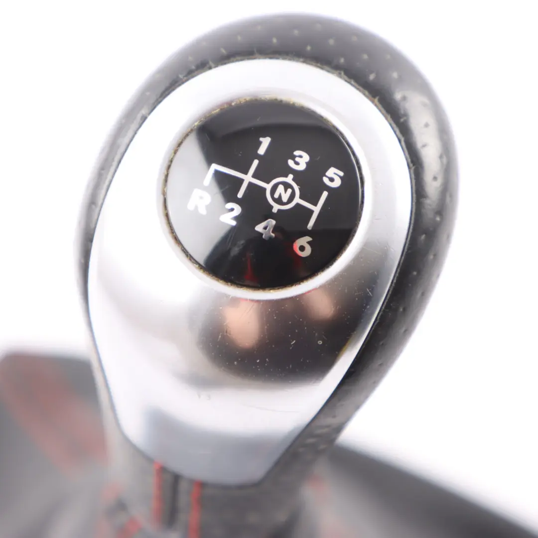 Mercedes C117 Gear Knob Shifter Black Leather Red Accents 6 Speed A1763641810