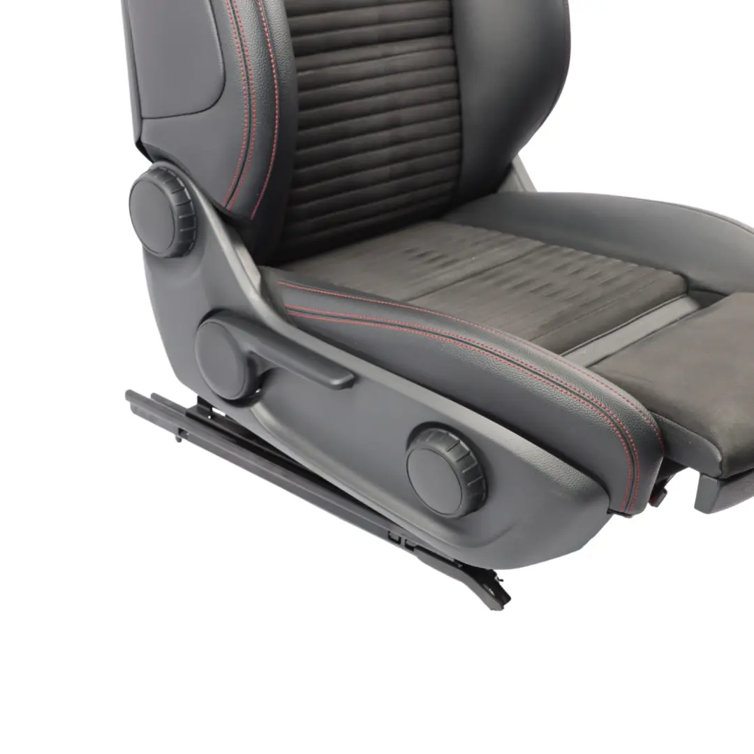 Mercedes W176 Front Seat Sport Right O/S Heated Fabric Leather Black Red Threads