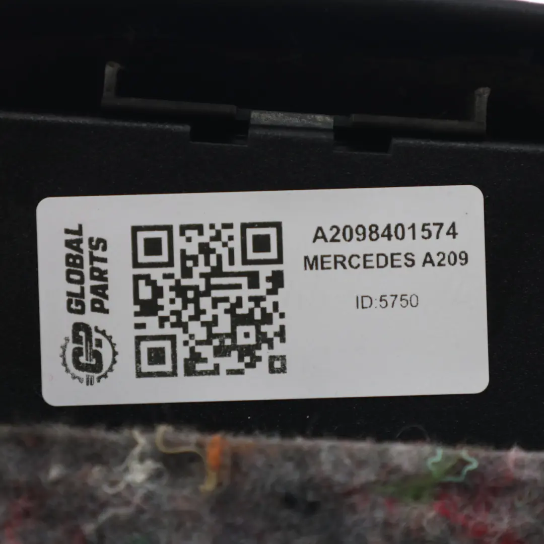 Mercedes A209 Convertible Centro Consola Cubierta Trasera Negro A2098401574