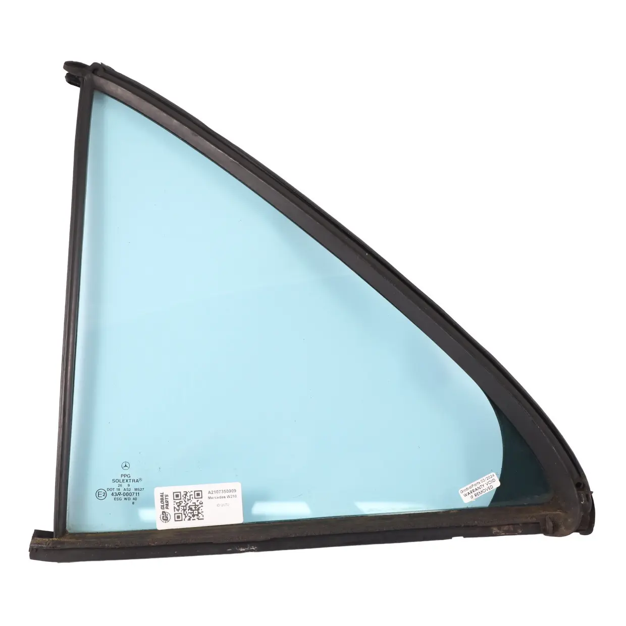 Mercedes W210 Sedan Glass Window Fixed Door Rear Left N/S Heat Absorbing Blue