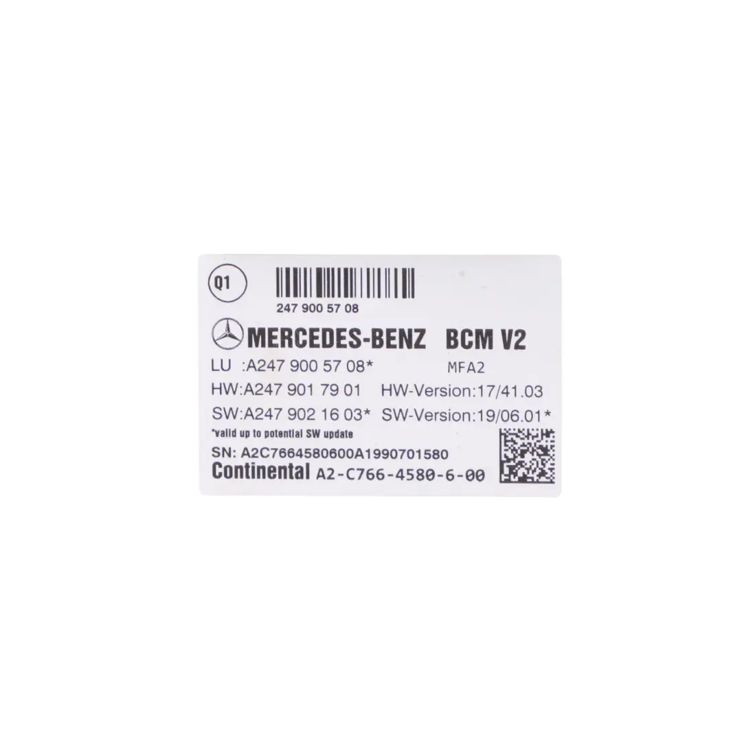 Mercedes W177 Fuse Box Front Central Body Control Module BCM Unit A2479005708