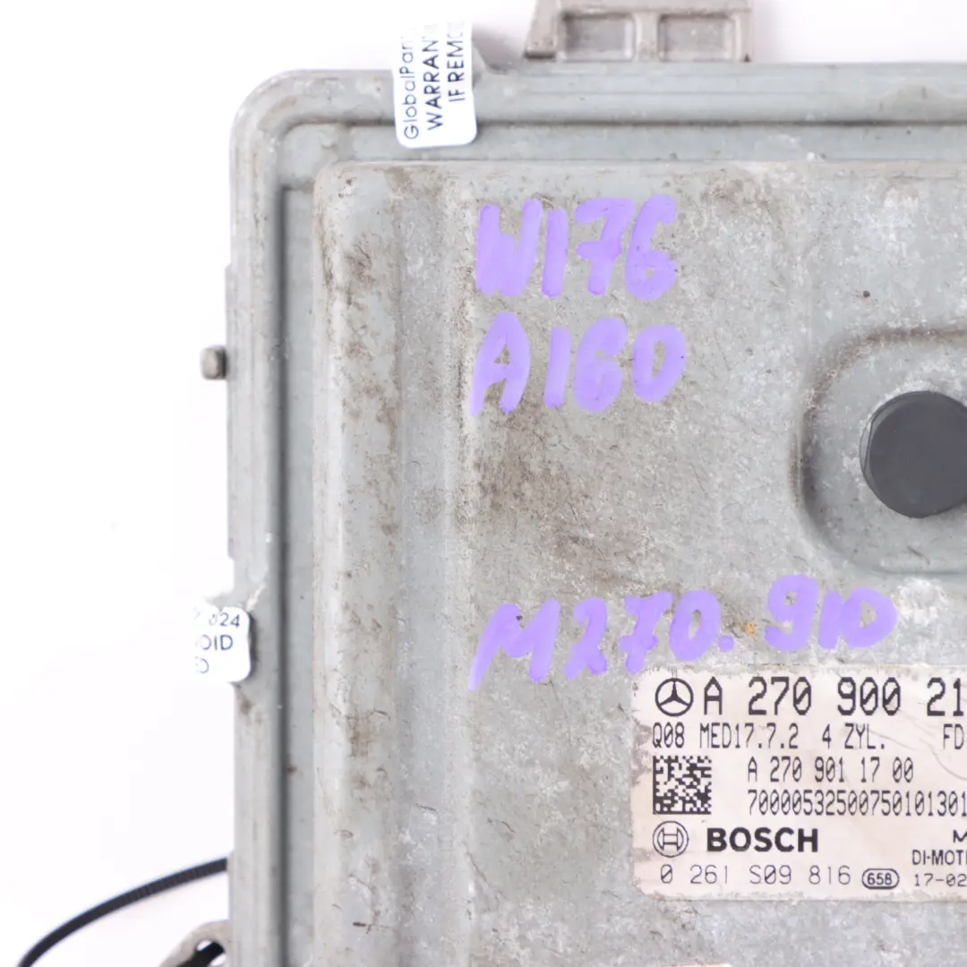 Mercedes W176 A160 W246 B160 270.910 102HP Engine ECU Unit A2709002100 Manual