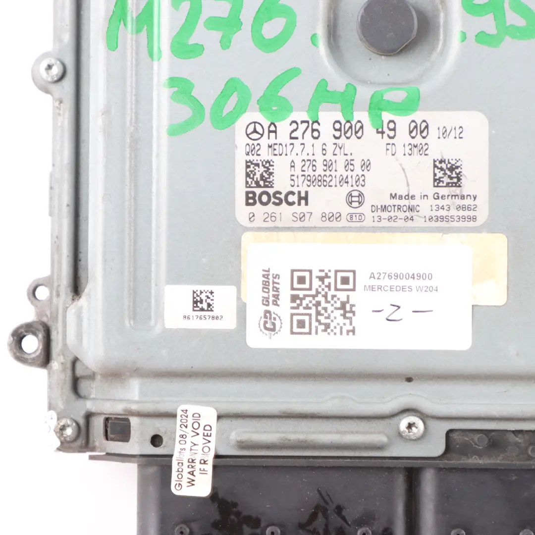 Mercedes W204 C350 M276.957 306HP Engine Control Unit ECU Kit A2769004900 Key