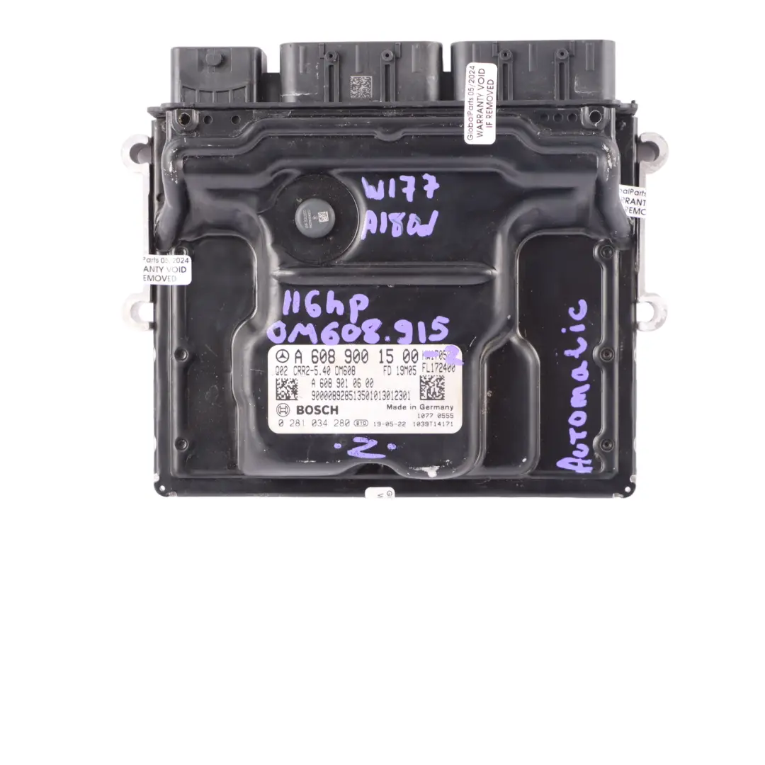 Mercedes W177 A180d 116hp OM608.915 Engine ECU Kit A6089001500 Key Lock